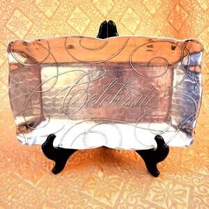 "CELEBRATE" Tray Plate WENDELL AUGUST Forged Hammered Aluminum